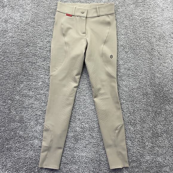 Aztec Diamond Equestrian Pants Girls Ages 12-13 Beige Leggings Riding Breeches - Picture 1 of 16
